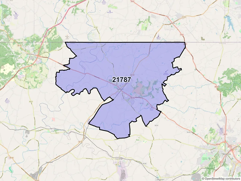 Map of ZIP Code 21787 — Taneytown, MD