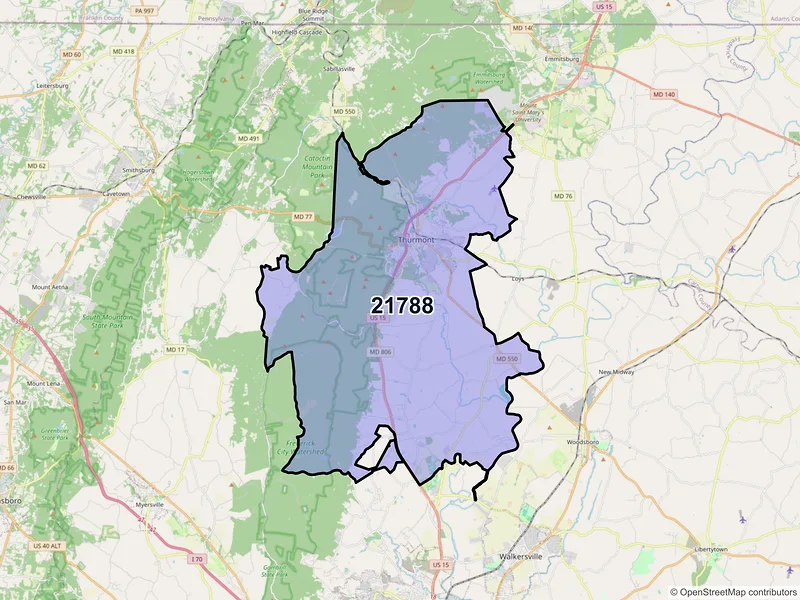Map of ZIP Code 21788 — Thurmont, MD