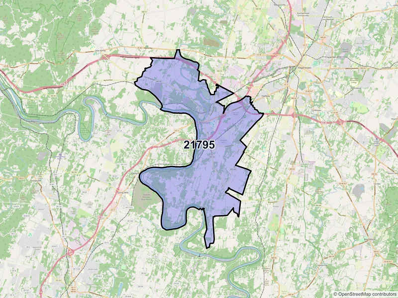 Map of ZIP Code 21795 — Williamsport, MD