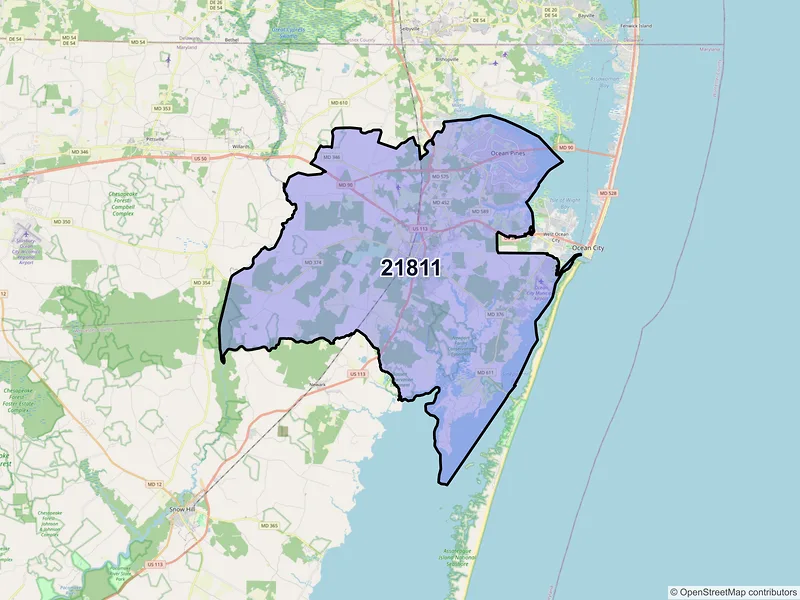 Map of ZIP Code 21811 — Berlin, MD