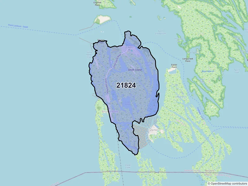 Map of ZIP Code 21824 — Ewell, MD