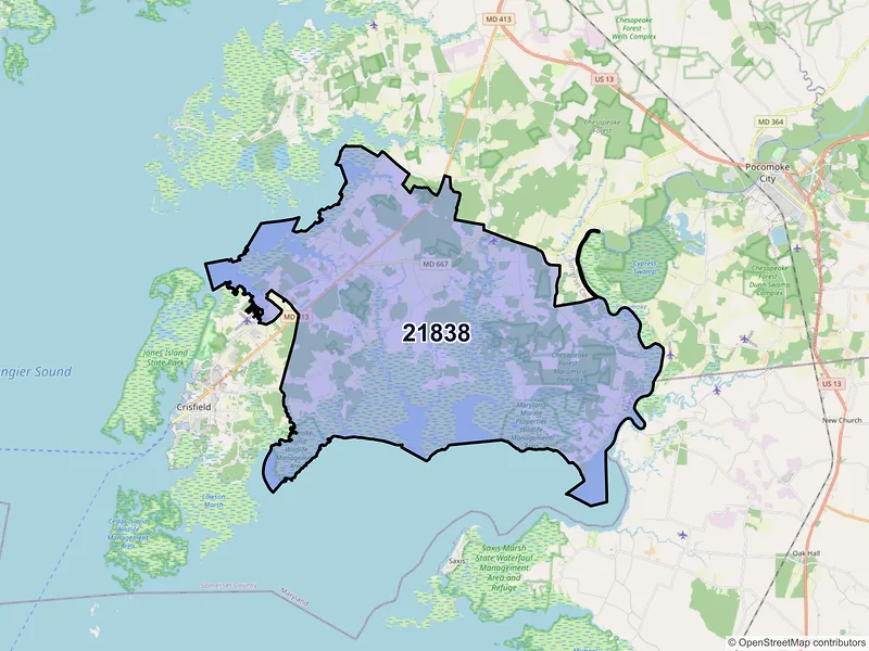 Map of Marion Station, Maryland and ZIP codes