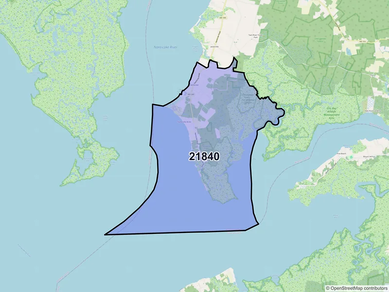 Map of ZIP Code 21840 — Nanticoke, MD