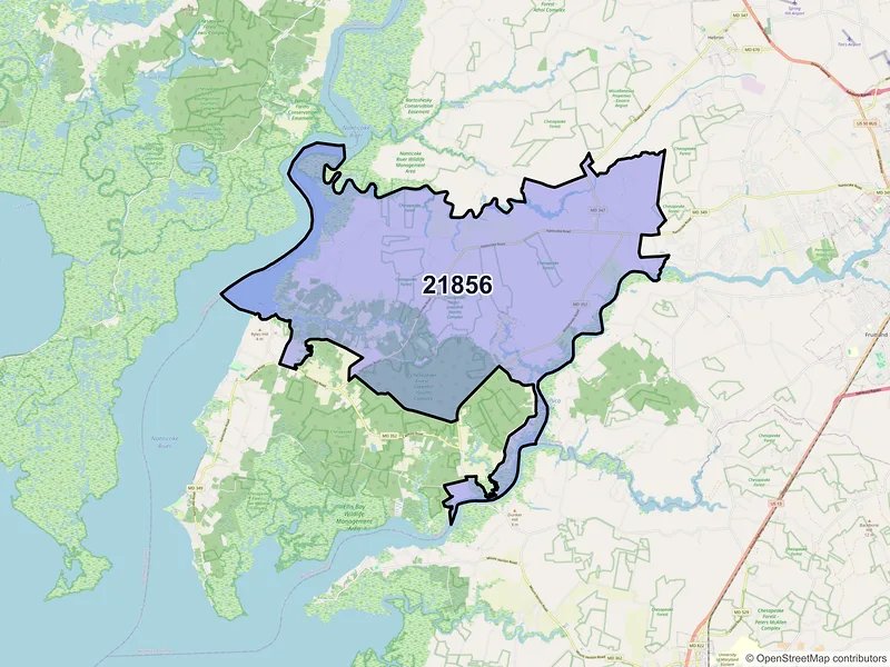 Map of ZIP Code 21856 — Quantico, MD