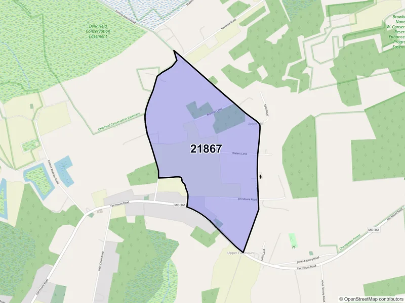 Map of Upper Fairmount, Maryland and ZIP codes