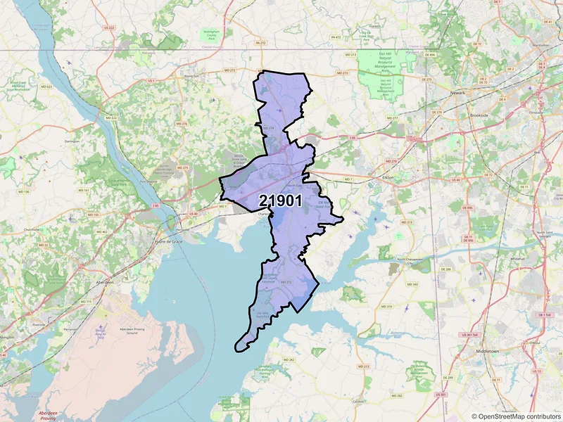 Map of ZIP Code 21901 — North East, MD