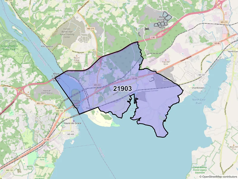 Map of ZIP Code 21903 — Perryville, MD