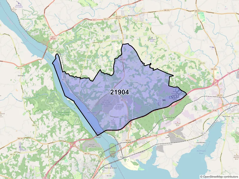 Map of Port Deposit, Maryland and ZIP codes