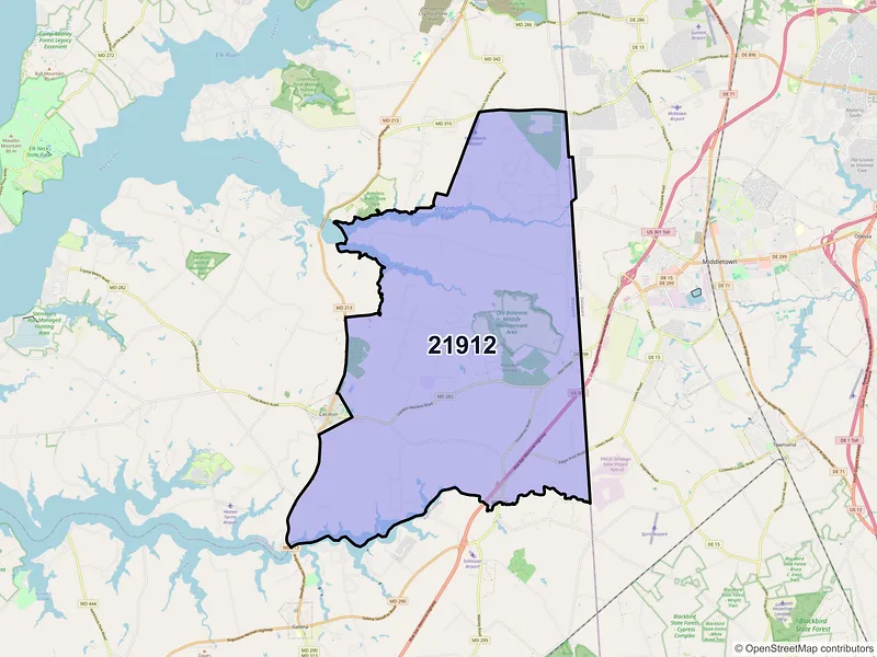 Map of ZIP Code 21912 — Warwick, MD