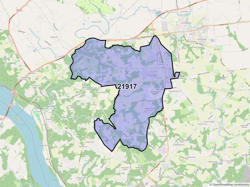 Map of Colora, Maryland and ZIP codes