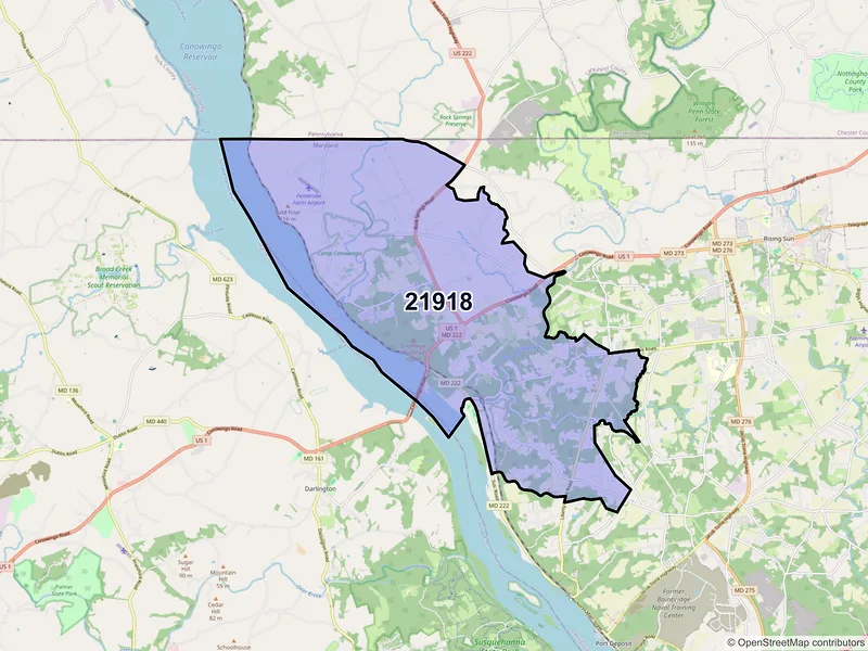 Map of ZIP Code 21918 — Conowingo, MD