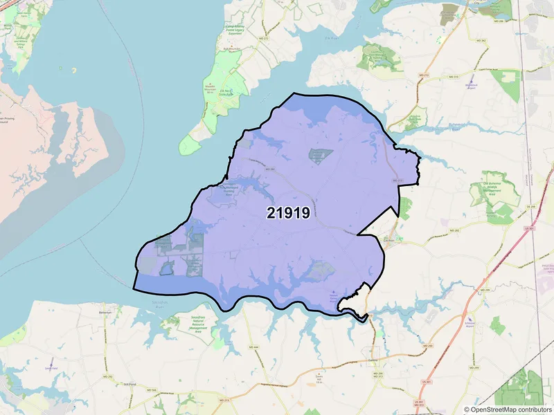 Map of ZIP Code 21919 — Earleville, MD