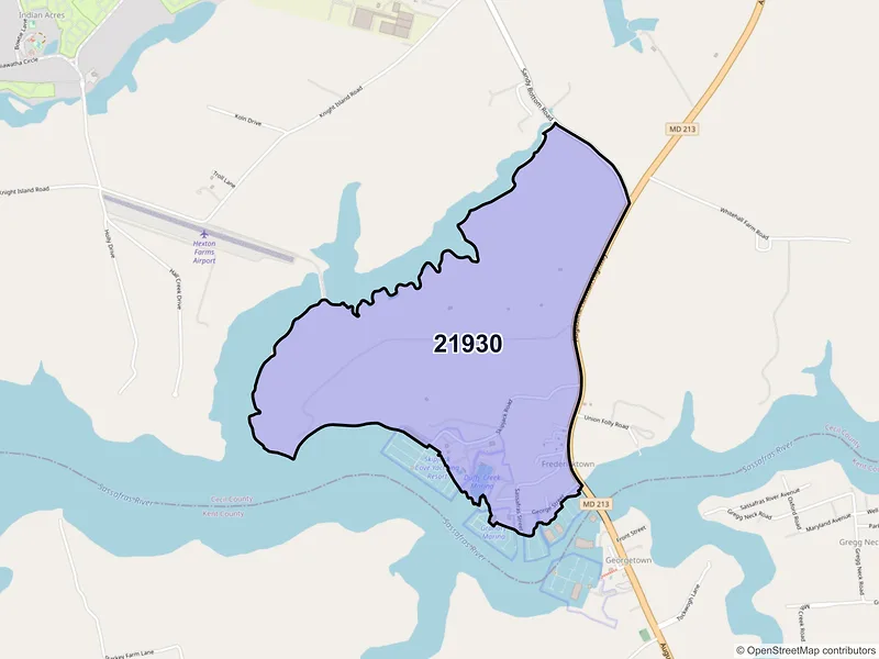 Map of Georgetown, Maryland and ZIP codes