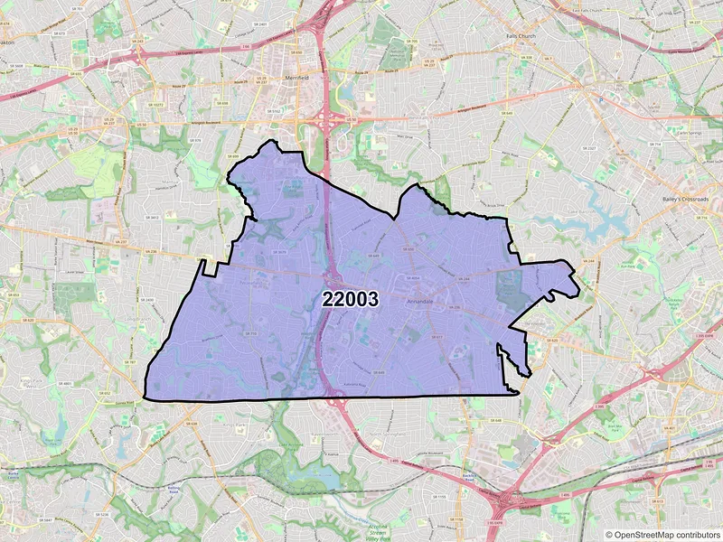 Map of ZIP Code 22003 — Annandale, VA