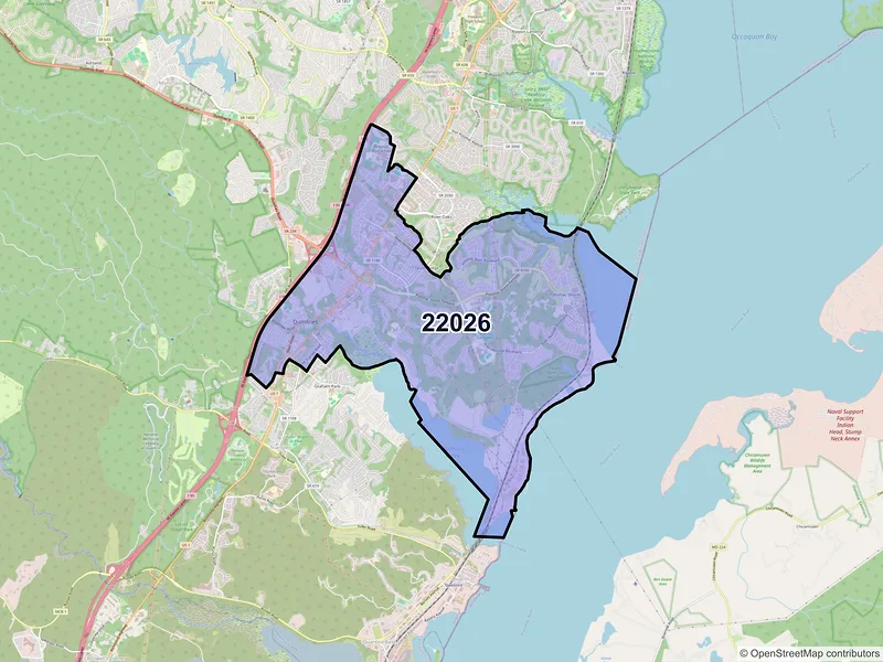 Map of ZIP Code 22026 — Dumfries, VA