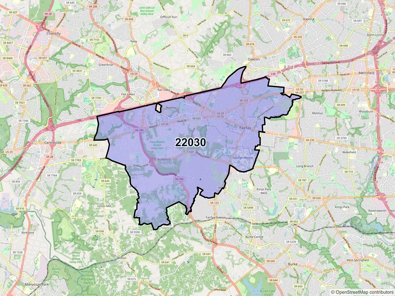 Map of ZIP Code 22030 — Fairfax, VA