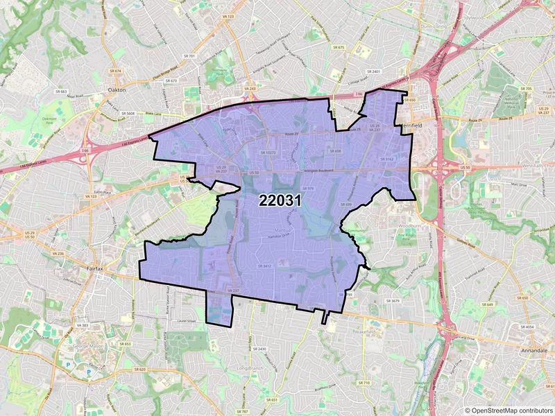 Map of ZIP Code 22031 — Fairfax, VA
