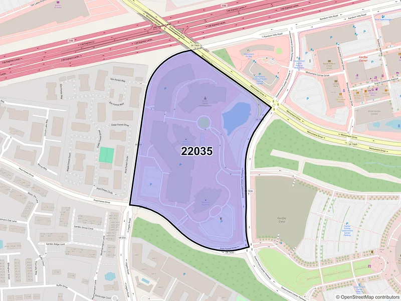 Map of ZIP Code 22035 — Fairfax, VA