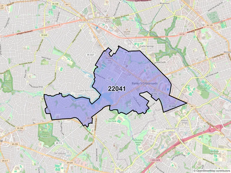 Map of ZIP Code 22041 — Falls Church, VA
