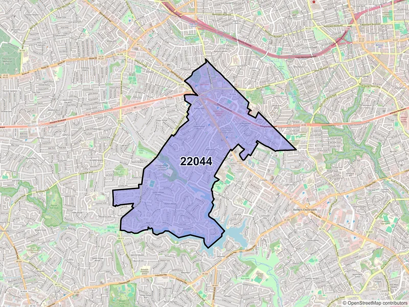 Map of ZIP Code 22044 — Falls Church, VA