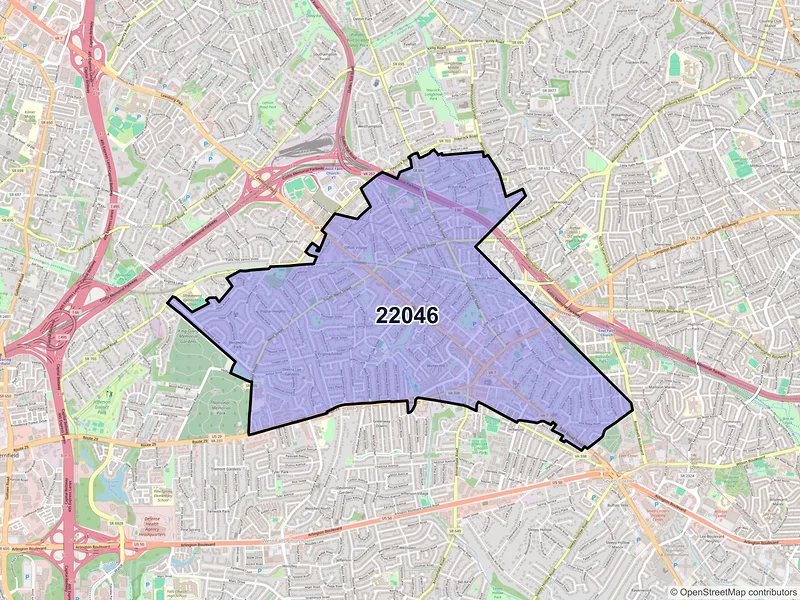 Map of ZIP Code 22046 — Falls Church, VA