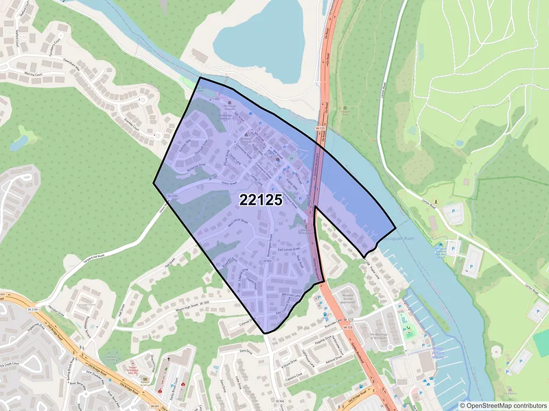 Map of Occoquan, Virginia and ZIP codes