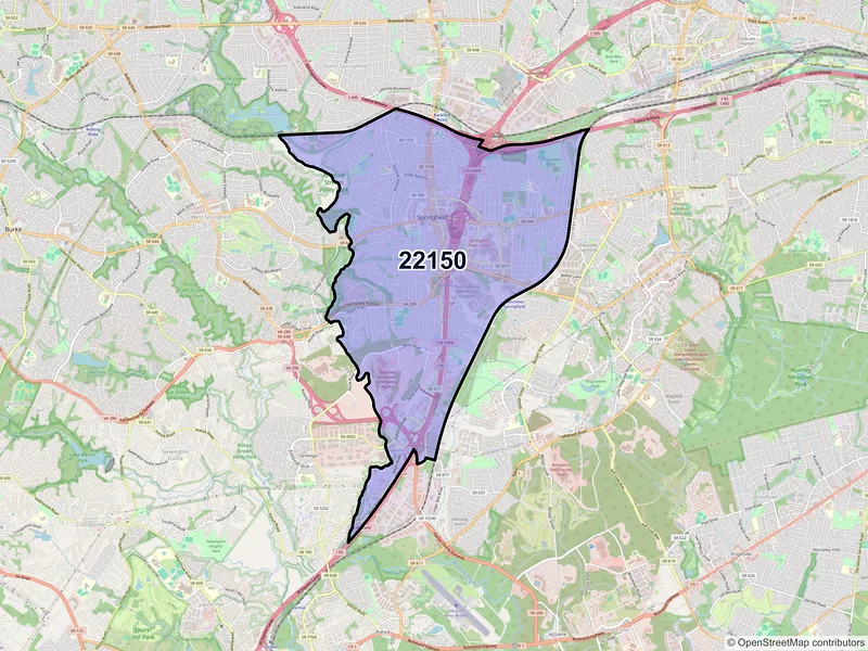 Map of ZIP Code 22150 — Springfield, VA