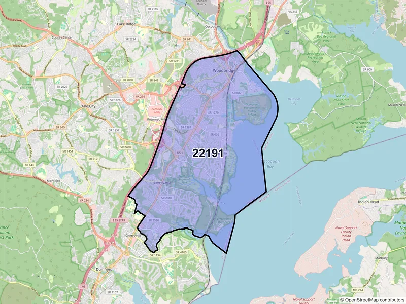 Map of ZIP Code 22191 — Woodbridge, VA