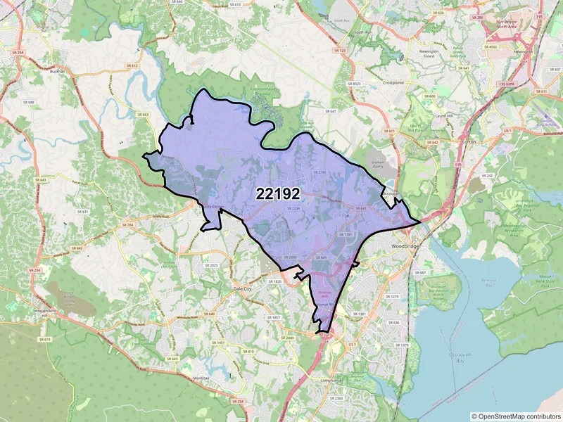 Map of ZIP Code 22192 — Woodbridge, VA