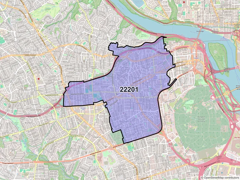 Map of ZIP Code 22201 — Arlington, VA