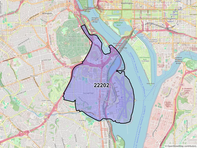 Map of ZIP Code 22202 — Arlington, VA