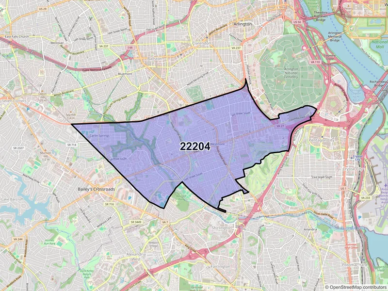 Map of ZIP Code 22204 — Arlington, VA