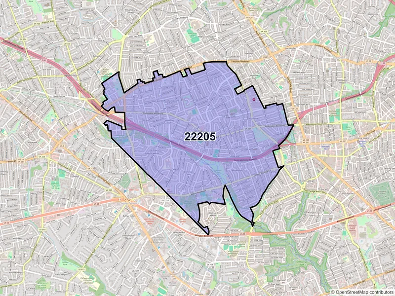 Map of ZIP Code 22205 — Arlington, VA