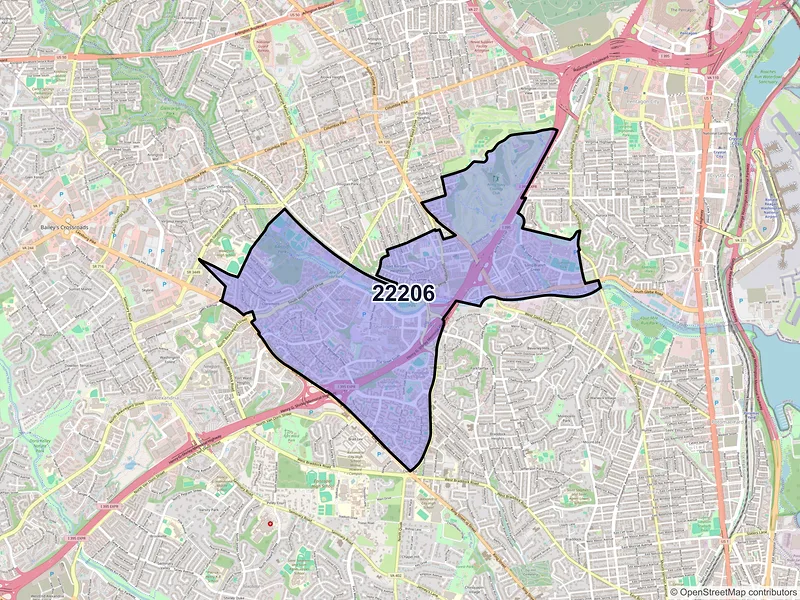 Map of ZIP Code 22206 — Arlington, VA