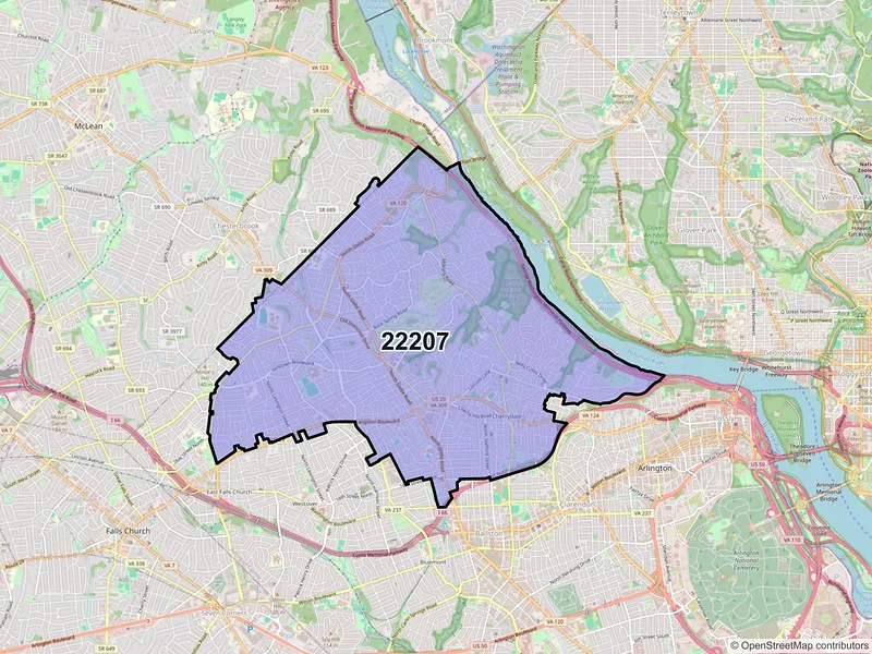 Map of ZIP Code 22207 — Arlington, VA