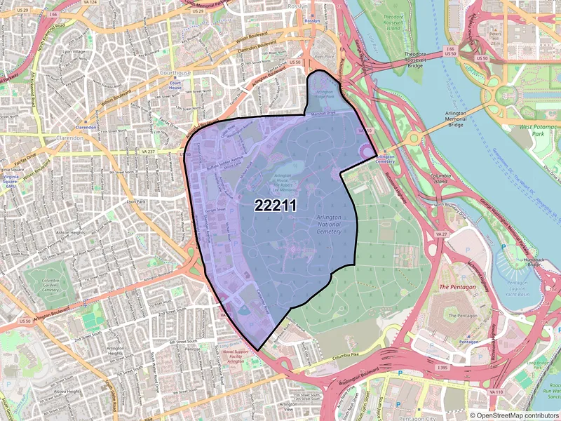 Map of ZIP Code 22211 — Fort Myer, VA