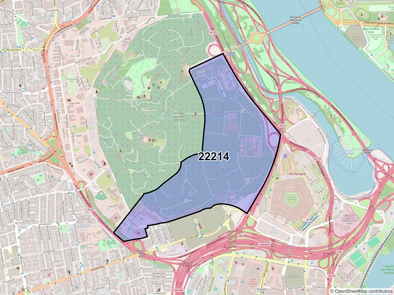 Map of ZIP Code 22214 — Arlington, VA