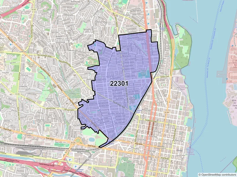 Map of ZIP Code 22301 — Alexandria, VA