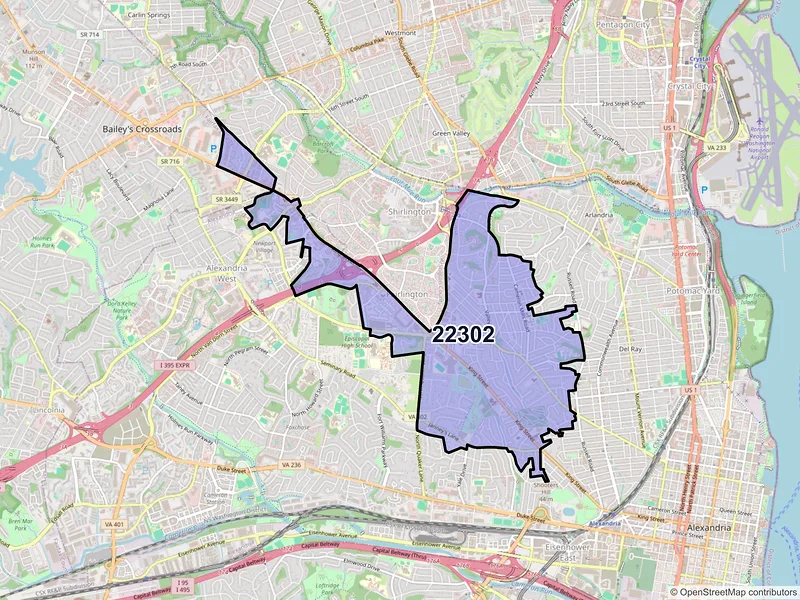 Map of ZIP Code 22302 — Alexandria, VA