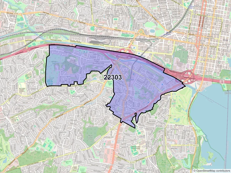 Map of ZIP Code 22303 — Alexandria, VA