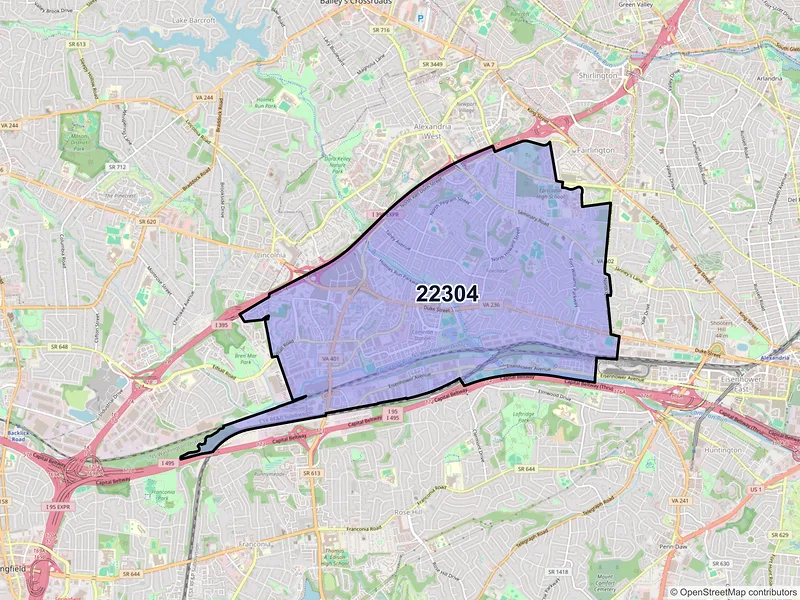 Map of ZIP Code 22304 — Alexandria, VA