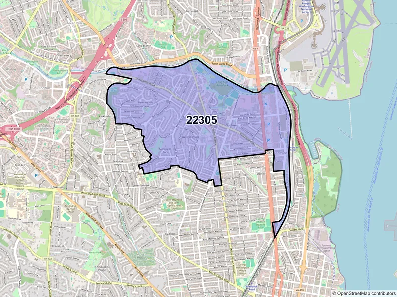 Map of ZIP Code 22305 — Alexandria, VA