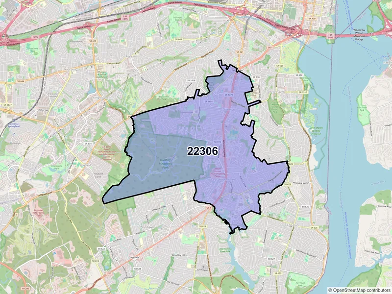 Map of ZIP Code 22306 — Alexandria, VA