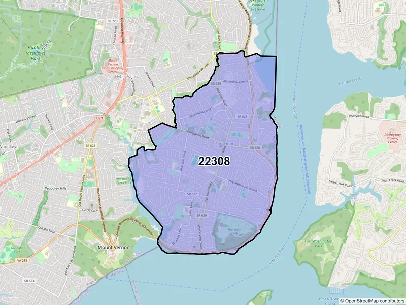 Map of ZIP Code 22308 — Alexandria, VA