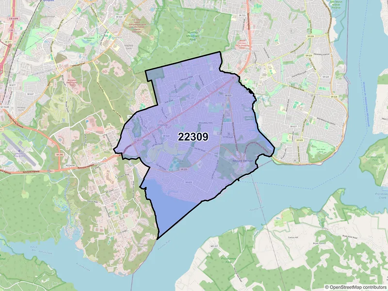 Map of ZIP Code 22309 — Alexandria, VA
