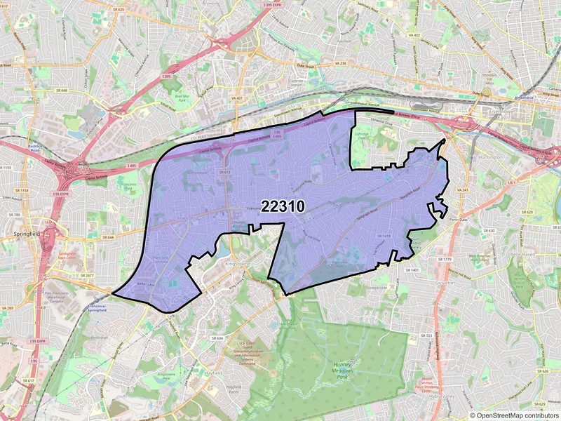 Map of ZIP Code 22310 — Alexandria, VA