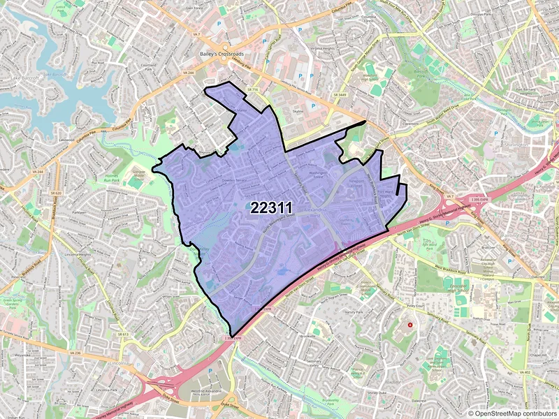 Map of ZIP Code 22311 — Alexandria, VA