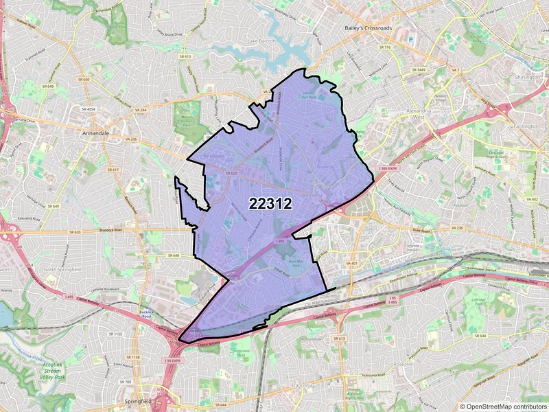 Map of ZIP Code 22312 — Alexandria, VA