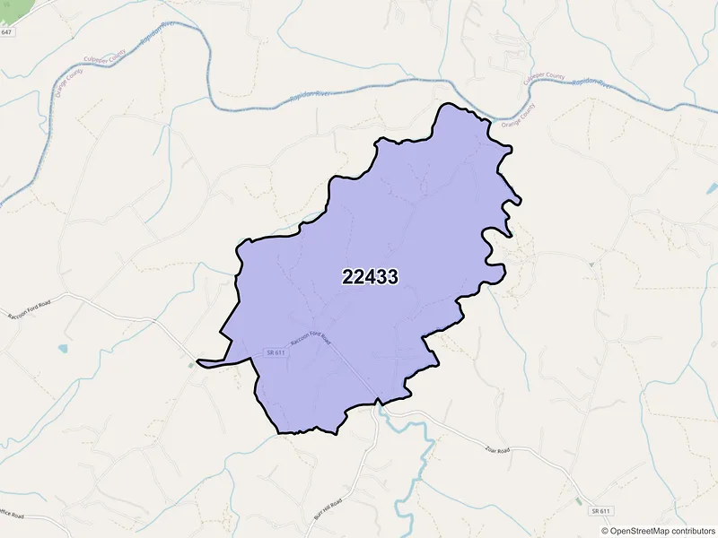 Map of ZIP Code 22433 — Burr Hill, VA