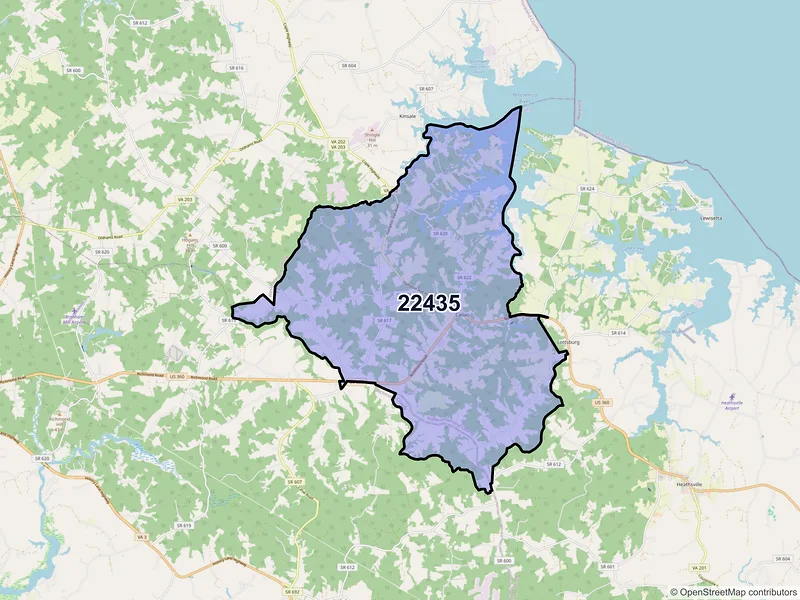 Map of ZIP Code 22435 — Callao, VA